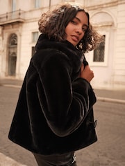 Friends Like These Black Faux Fur Coat - Image 4 of 4