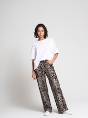 Blugi drepți ONLY Riley Animal cu imprimeu leopard - Imaginea 1 din 7