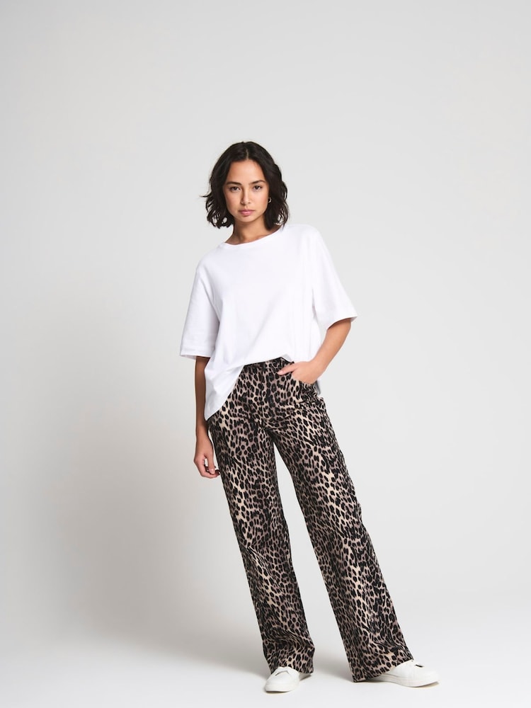 Blugi drepți ONLY Riley Animal cu imprimeu leopard - Imaginea 1 din 7