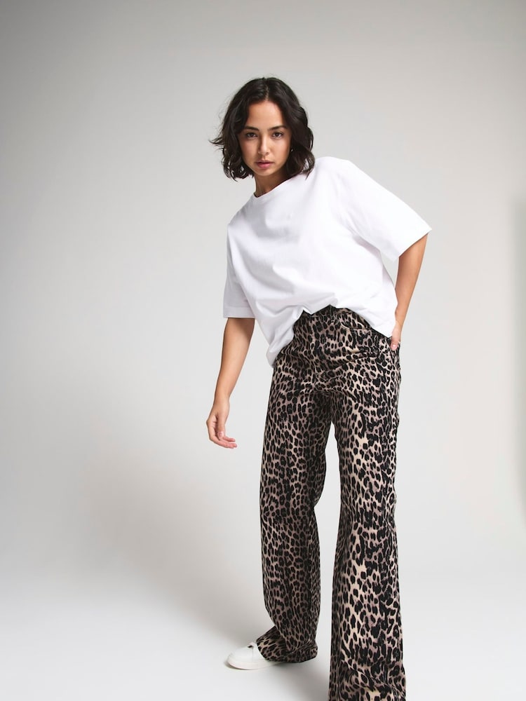 Blugi drepți ONLY Riley Animal cu imprimeu leopard - Imaginea 2 din 7