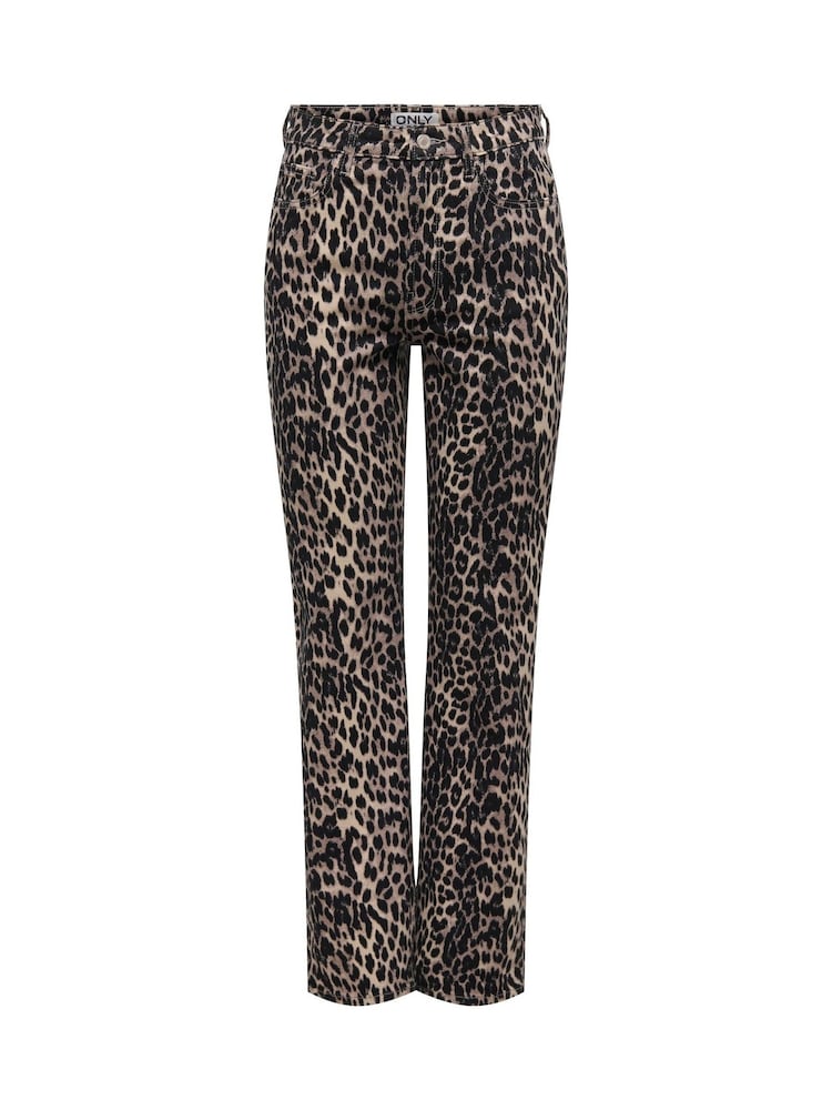 ONLY Animal Riley Animal Leopard Print Straight Leg Jeans - Image 6 of 7