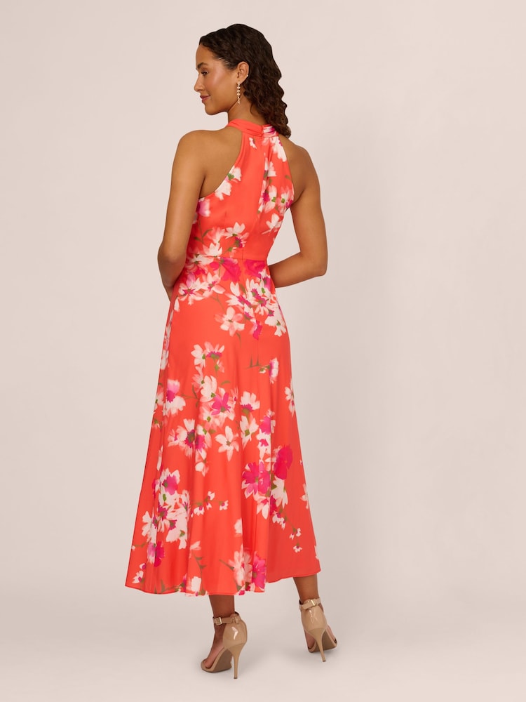 Adrianna Papell Orange Empire Halter Chiffon Dress - Image 2 of 7