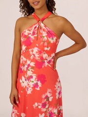 Adrianna Papell Orange Empire Halter Chiffon Dress - Image 4 of 7