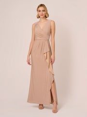 Adrianna Papell Nude Studio Metallic Knit Draped Dress - Image 1 of 7