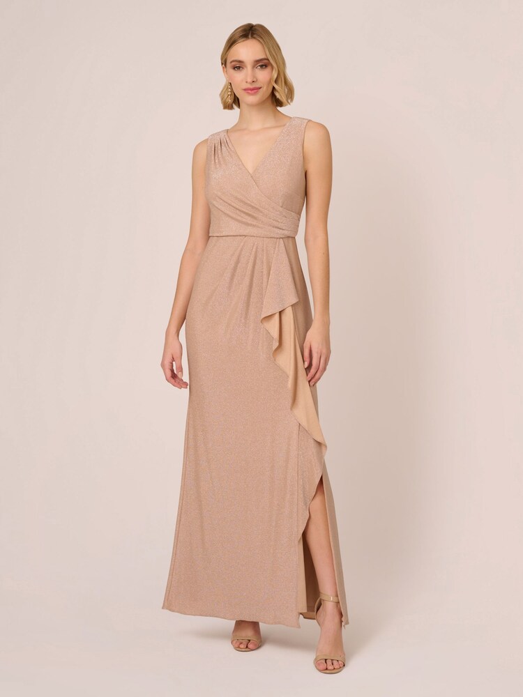 Adrianna Papell Nude Studio Metallic Knit Draped Dress - Image 1 of 7