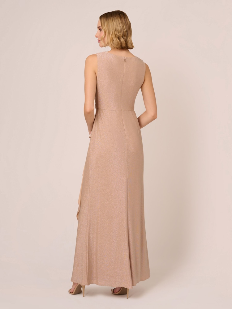 Adrianna Papell Nude Studio Metallic Knit Draped Dress - Image 2 of 7