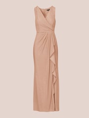Adrianna Papell Nude Studio Metallic Knit Draped Dress - Image 6 of 7