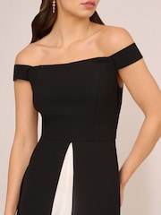 Adrianna Papell Crepe Overlay Black Dresses - Image 4 of 6