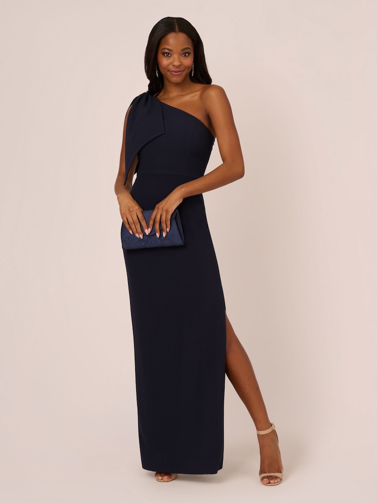 Adrianna Papell Blue One Shoulder Gown - Image 4 of 7