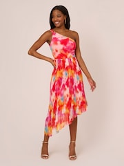 Adrianna Papell Red Asymmetric Chiffon Ankle Dress - Image 1 of 7