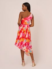 Adrianna Papell Red Asymmetric Chiffon Ankle Dress - Image 2 of 7