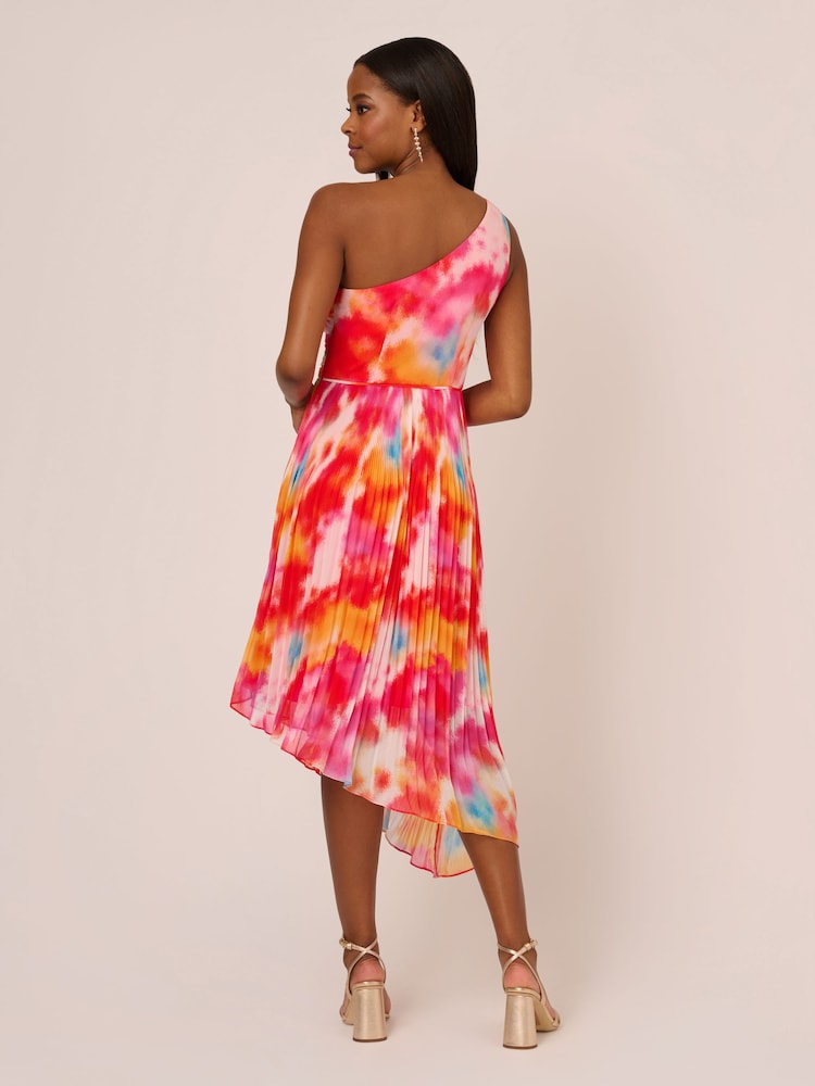 Adrianna Papell Red Asymmetric Chiffon Ankle Dress - Image 2 of 7