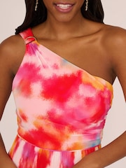 Adrianna Papell Red Asymmetric Chiffon Ankle Dress - Image 4 of 7