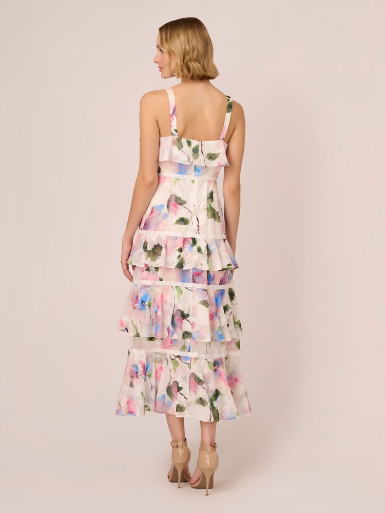 Adrianna Papell Printed Chiffon White Dress - Image 2 of 7