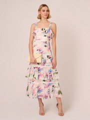 Adrianna Papell Printed Chiffon White Dress - Image 3 of 7