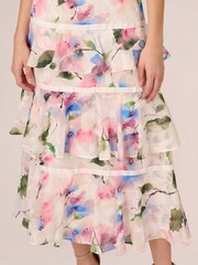 Adrianna Papell Printed Chiffon White Dress - Image 4 of 7