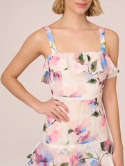 Adrianna Papell Printed Chiffon White Dress - Image 5 of 7