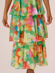 Adrianna Papell Grünes gestuftes Chiffon Midikleid - Bild 4 von 7