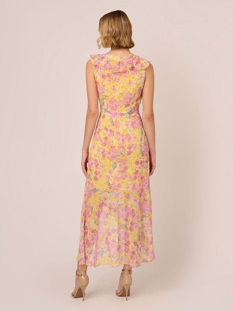 Adrianna Papell Yellow Printed Midi Dress - Image 2 of 7 Adrianna Papell Yellow Printed Midi Dress - Image 2 of 7