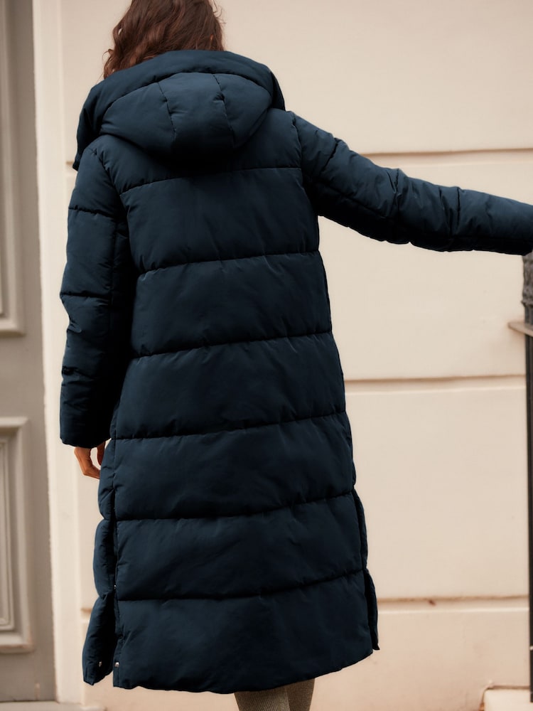 Navy Blue Shower Resistant Padded Hooded Coat - Image 2 of 10