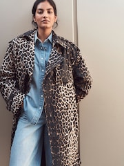 Animal Print Trench Coat - Image 1 of 8