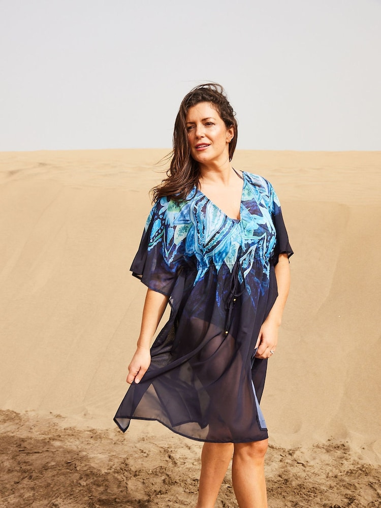 Seaspray Kerala V-Neck Black Kaftan - Image 4 of 5