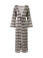 Seaspray Crochet Long Sleeve Open Maxi Kaftan - Image 3 of 4