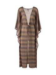 Seaspray Crochet Short Sleeve Open Maxi Kaftan - Image 4 of 5