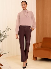 Love & Roses Pink Pintuck Pussybow Blouse - Image 3 of 4