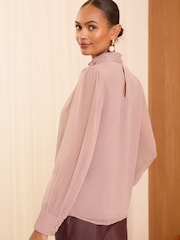 Love & Roses Pink Pintuck Pussybow Blouse - Image 4 of 4