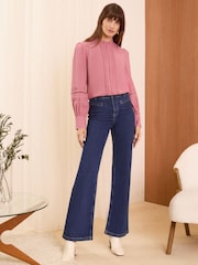 Rosa - Blusa de manga larga con cuello vuelto y detalle de pliegues de Love & Roses - Imagen 3 de 4