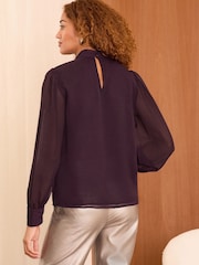 Love & Roses Red Pintuck Pussybow Blouse - Image 4 of 4