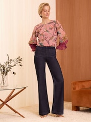 Love & Roses Pink Bird Printed Crew Neck Blouse - Image 4 of 4