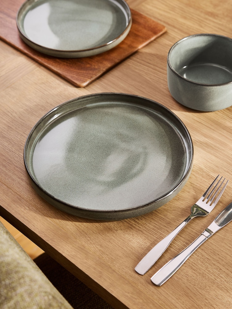 12 Piece Green Dalton Reactive Glaze Dinner Set - Image 1 of 5