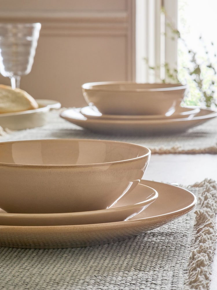 12 Piece Natural Hampton Reactive Glaze Dinner Set - Image 1 of 4