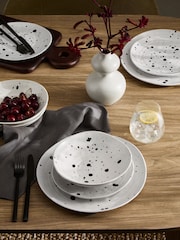 12 Piece Black/White Seattle Textured Dinner Set - Image 1 of 5