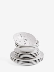 12 Piece Black/White Seattle Textured Dinner Set - Image 5 of 5