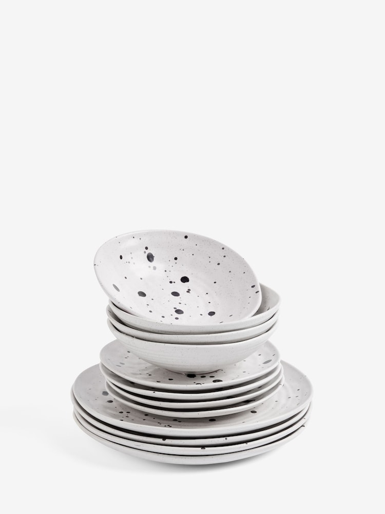 12 Piece Black/White Seattle Textured Dinner Set - Image 5 of 5