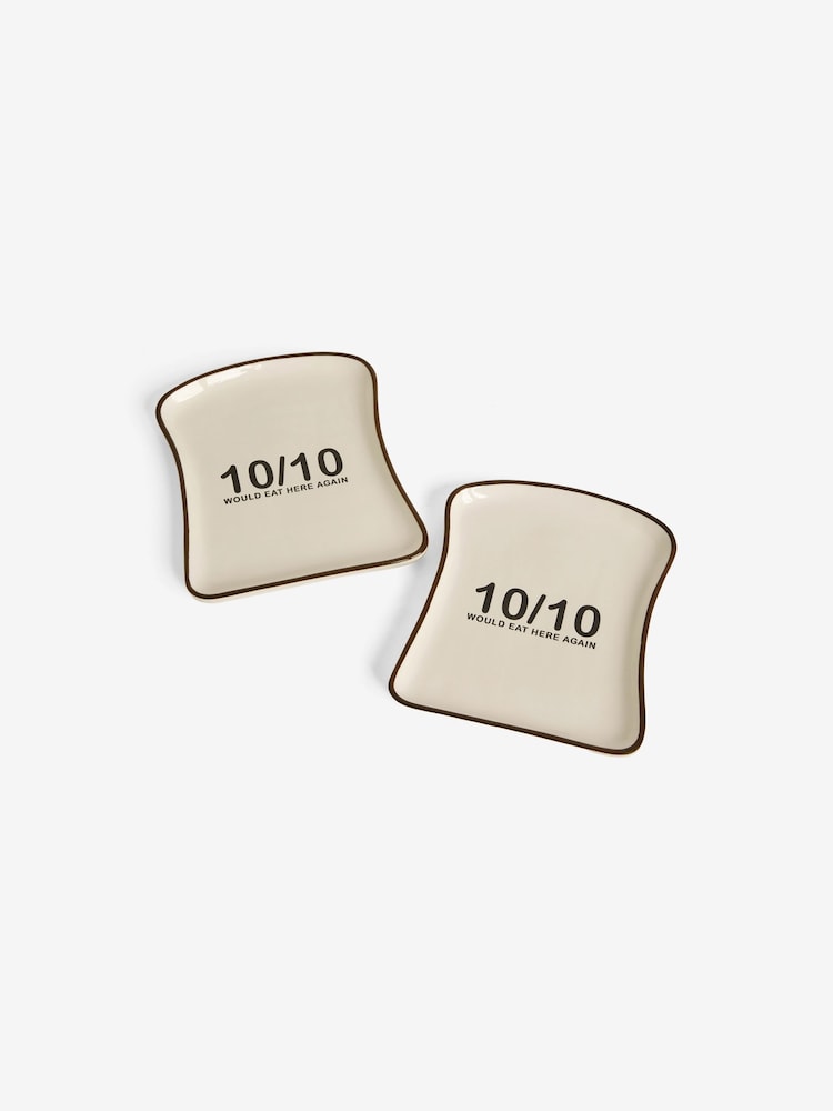 Set of 2 White Slogan Side Plates - Image 3 of 5