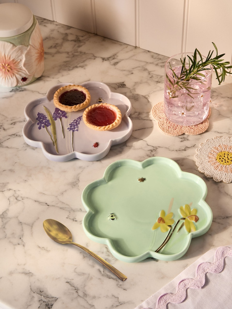 Set of 2 Multi Flower Side Plates - Image 1 of 3