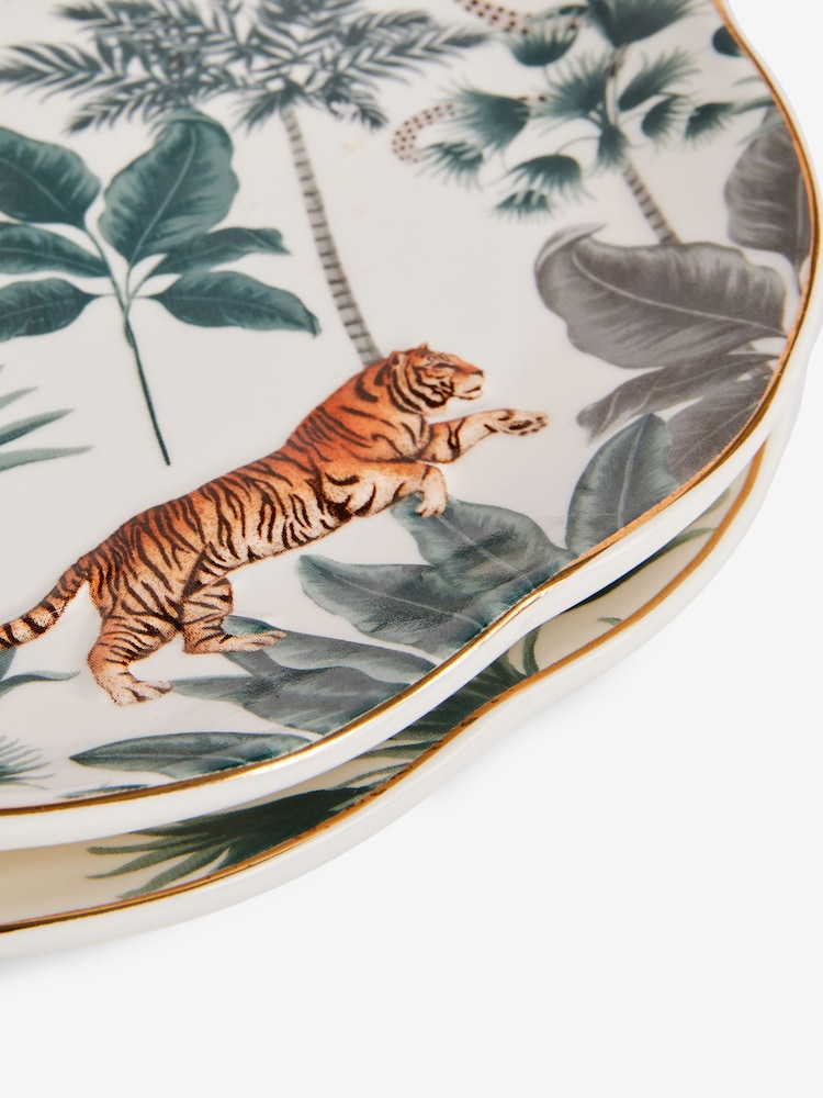 Set of 2 White Chic Tiger Side Plates - Image 4 of 4