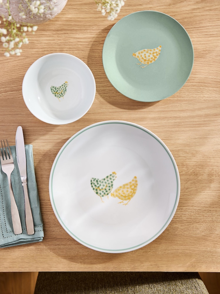 12 Piece Sage Green Chicken Dinner Set - Image 1 of 5 12 Piece Sage Green Chicken Dinner Set - Image 1 of 5
