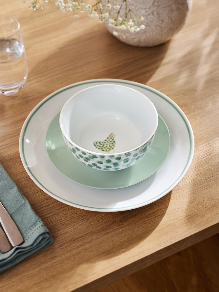 12 Piece Sage Green Chicken Dinner Set - Image 2 of 5 12 Piece Sage Green Chicken Dinner Set - Image 2 of 5
