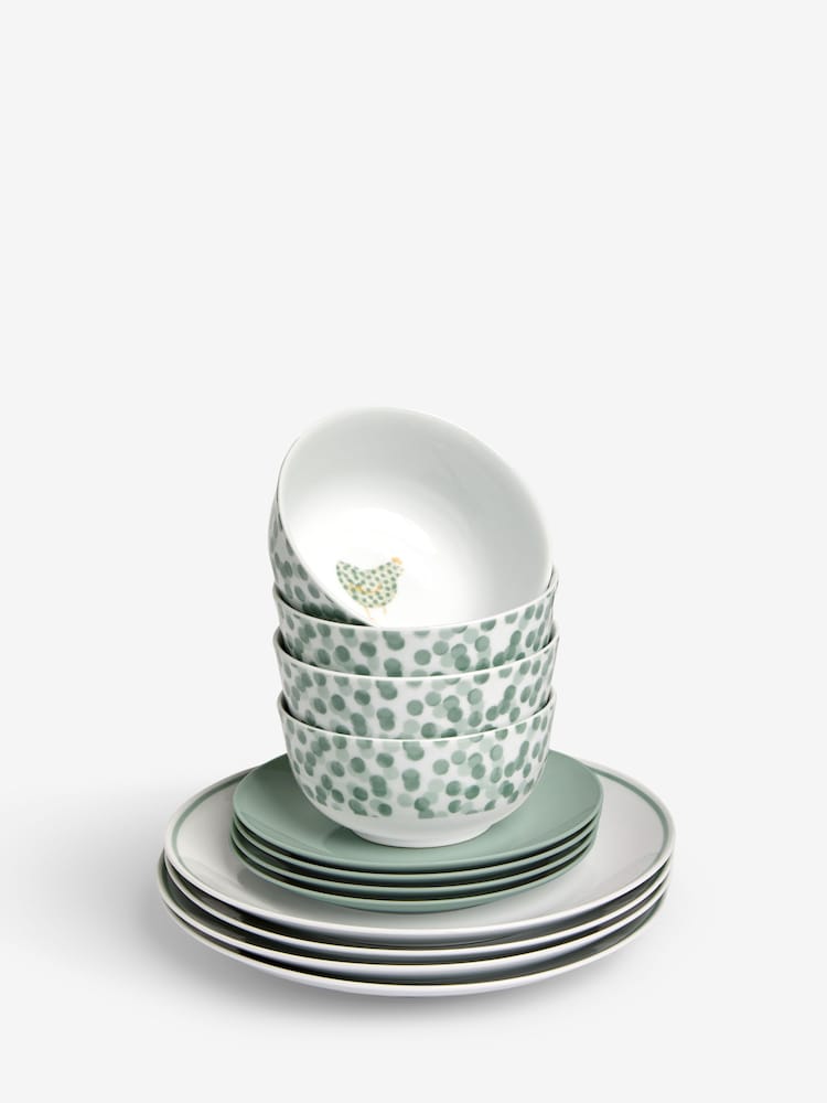 12 Piece Sage Green Chicken Dinner Set - Image 5 of 5 12 Piece Sage Green Chicken Dinner Set - Image 5 of 5