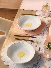 Set of 2 White Flower Pasta Bowls - Image 1 of 3