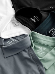 Navy/Brown/Grey/White/Sage Green Regular Fit Short Sleeve Jersey Polo Shirts 5 Pack - Image 16 of 16