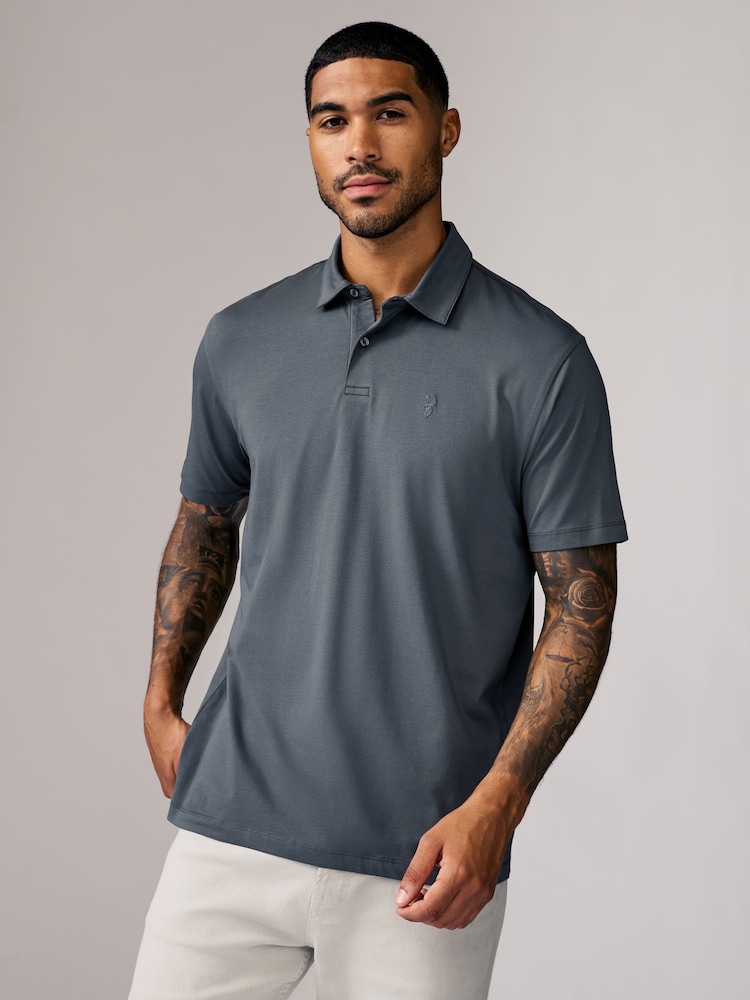 Navy/Brown/Grey/White/Sage Green Regular Fit Short Sleeve Jersey Polo Shirts 5 Pack - Image 2 of 16