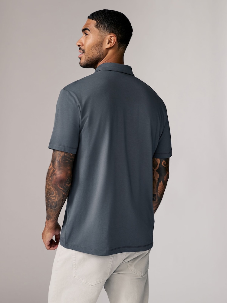Marineblauw/bruin/grijs/wit/saliegroen - Normale Pasvorm - Set van 5 jersey poloshirts met korte mouwen - Image 4 of 16