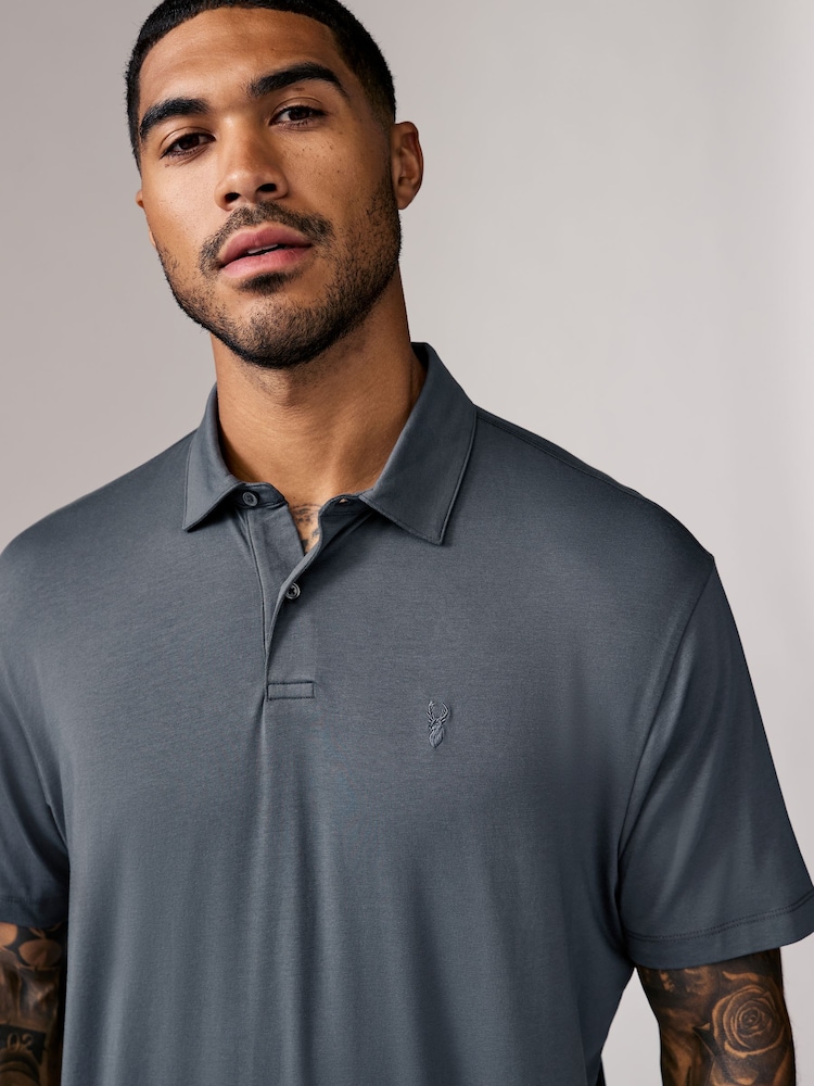 Marineblauw/bruin/grijs/wit/saliegroen - Normale Pasvorm - Set van 5 jersey poloshirts met korte mouwen - Image 7 of 16