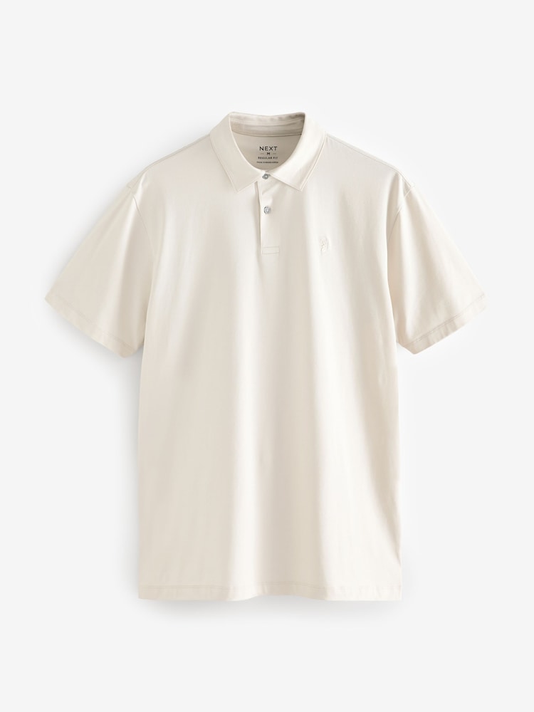 Neutrals Regular Fit Short Sleeve Jersey Polo Shirts 5 Pack - Image 10 of 14